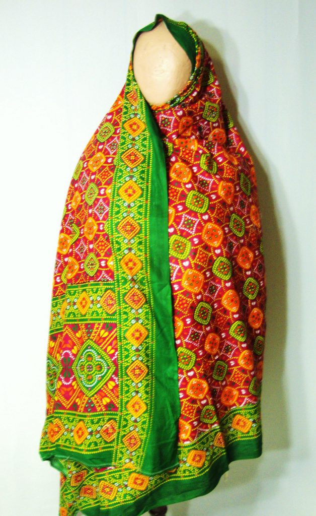 Printed Green/ Fusha Soft Cotton Chador,Head Scarf 7011 - Modesty Catalog